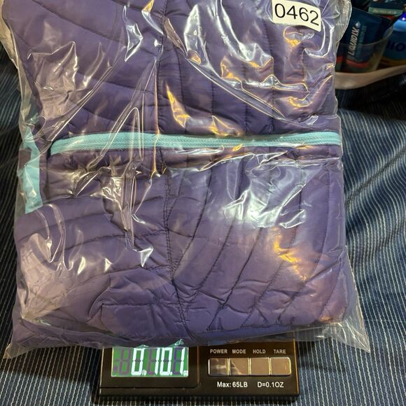 Eddie Bauer First Ascent Down Jacket XS Purple Hooded Lightweight Puffer Hiking - Picture 9 of 9